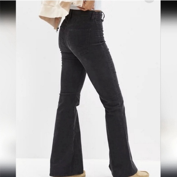 AE Stretch Corduroy Super High-Waisted Flare Pant GRAY NWT - Picture 2 of 3